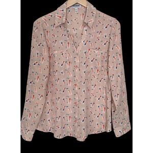 Express Portofino Shirt Womens M Peach Beach Day Print Tanning Swimsuits Pool